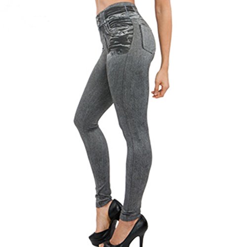 Eastabile Womens' Jeans Printed Slim Denim Jeggings Leggings Stretchy Pencil Pants (M, Gray)