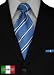 Woven Silk Mens Necktie + Pocket Square Hand Made in Italy By Valenti Ties and Hanky Set Blue Stripe