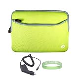 Green Amazon Kindle DX Carrying Sleeve With Extra Pocket + Rapid Kindle DX Car Charger + Vangoddy tm, Live*Laugh*Love wrist band!!!(Kindle DX Not Included)
