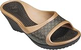 crocs Women's Sately Slide,Espresso/Gold,9 M US