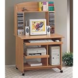 Natural Finish Computer Desk Workstation With Hutch And Cd Storage by The Furniture Source