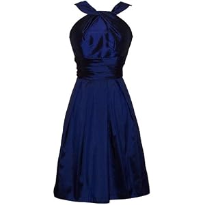 Taffeta Halter Bridesmaid Dress Prom Party Formal Gown Knee-Length