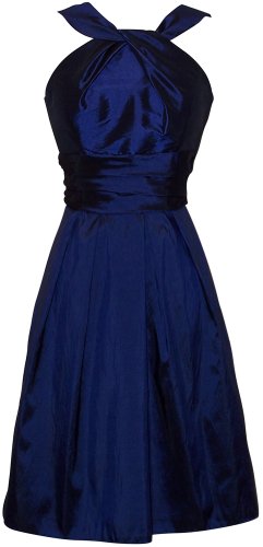 Taffeta Halter Bridesmaid Dress Prom Party Formal Gown Knee-Length