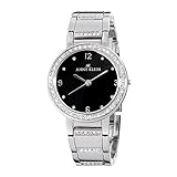 AK Anne Klein Women's 109233BKSV Swarovski Crystal Accented Silver-Tone Bracelet Watch