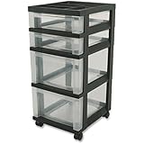 IRIS 4-Drawer Cart with Organizer Top and Casters, Black (2, Black)