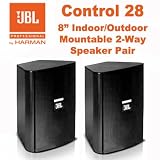 JBL Control 28 Two Way 8" Indoor / Outdoor Black Speaker Pair New