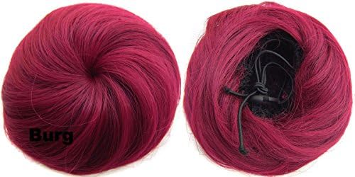 QQXCAIW Natural Donut Chignon Bun Updo Hair Hairpieces Synthetic Hair Bun Extensions (Burg)