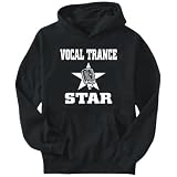 Hoodie Mens Black " Vocal Trance STAR - microphone " Music