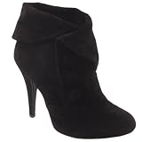 Womens Suede Fold Down Heeled Ankle Shoe Boots