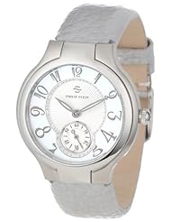 Philip Stein Womens 41-FMOP-CGPL Round Mother-Of-Pearl Platinum Grainy Calf Strap Watch