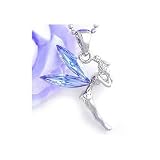 Saucy Angel Fairy Tinkerbell Necklace with Blue Crystal Wings - Gift Boxed