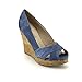 KISS & TELL NAEVA-02 Women's Open Peep Toe Wedge Pumps about half size large