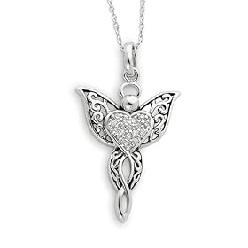 Angel of Blessing Sterling Silver Heart Necklace