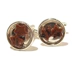 Obsidian Cufflinks 01 Business Stone Mahogany Star Brown Black Silver Brass Crystal