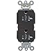 Leviton TDR20-E Tamper Resistant, Decora Duplex Receptacle, 20A, 125V, 5-20R, Black