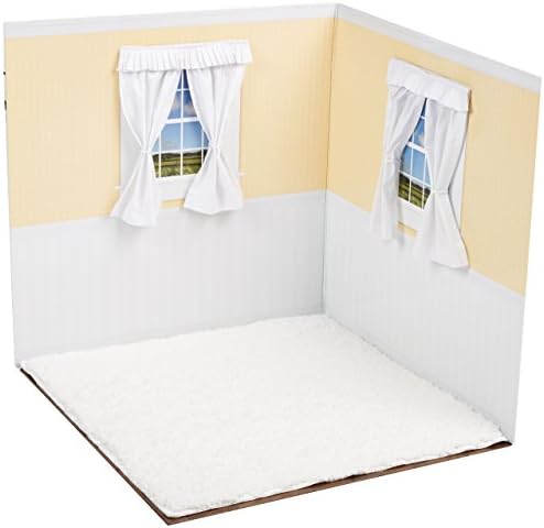 American Doll Room Shaker Style Yellow with White Carpet Free Duffel Bag for Accessories