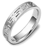 Designer 5mm 14 Karat White Gold Greek Key Wedding Band Ring