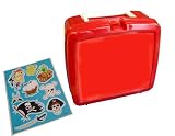 Lunchbox Red Plastic with White Handle plus Pirate stickers