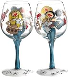 Bottom's Up 15-Ounce Fashionistas Handpainted Wine Glass