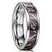 King Will 8mm Camouflage Hunting Mens Tungsten Ring Camo Step Edge Polished Wedding Band Trees Leaves