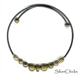 Choker Necklace - Yuppie Design Rich Olive Green Kazuri and Unikite Pendant