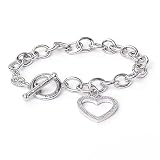 Silver Diamond Heart Tag Bracelet