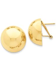 14k Yellow Gold Polished Half Ball Omega Back Post Earrings. Metal Wt- 7.76g