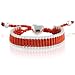 Silvertone Heart and Red Cord Friendship Bracelet