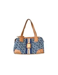 Shoes: Tommy Hilfiger Signature Satchel Handbag Purse Navy Blue Multi