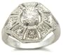 Antique Style CZ Rings - Sterling Silver Antique Inspired Cubic Zirconia Ring