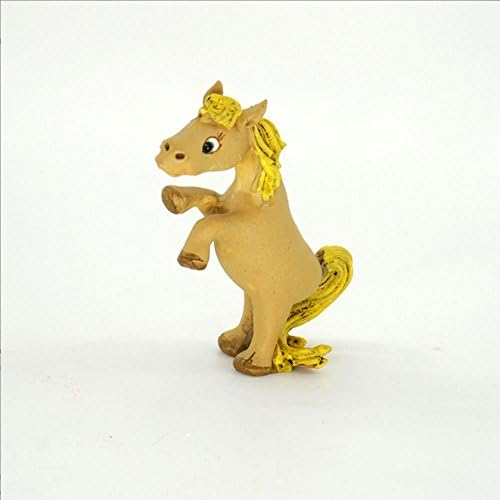 Yellow Mane and Tale Pony Horse Standing Collectible Figurine Garden Sculpture Wildlife Animal Gift