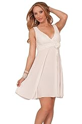 A-line V-neck Empire   Waistline Cocktail Polyester   Lace Floral Print Sleeveless Party Dress  With a Bow(s) and Rhinestones