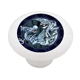Chinese Dragon and Tiger Yin and Yang Decorative High Gloss Ceramic Drawer Knob