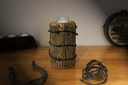 Set of 2 Rustic Votive Candle Holders w/Barbed Wire