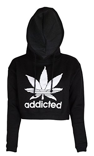 Noroze Womens Addicted Crop Top Hoodie