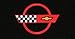1984-1996 C4 Corvette Coupe Classic Loop Black Rear Deck Mat with Red Circle & Flags Logo