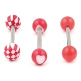 Set of 3 Acrylic Tongue Barbells - 14g