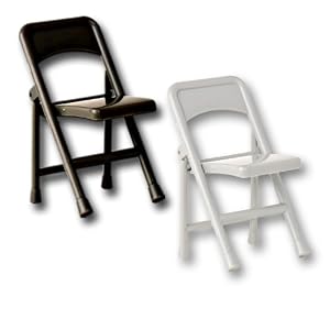 Set of 2 Folding Chairs for Wrestling Action Figures: Black and Grey