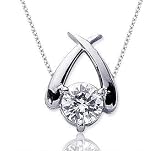 1 1/2Ct Diamond Crossover 14k W Gold Solitaire Pendant