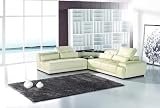 New 3pc Contemporary Leather Sectional Sofa #AM-L861-A-IVORY