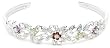Sterling Silver Amethyst, Garnet and Peridot Flower Cuff Bracelet