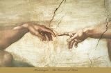 Michelangelo The Creation of Adam (detail) Art Print Poster - 24x36 custom fit with RichAndFramous Black 24 inch Poster Hangers