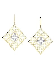 14K Two-tone Gold Diamond Dangle Earrings (1/3Cttw, SI Clarity, F Color)