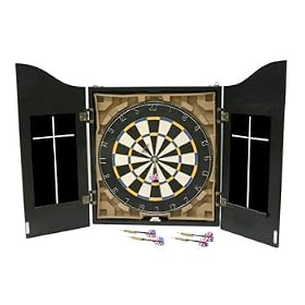 CQ Tour Player Darts Board, plus Darts and Cabinet