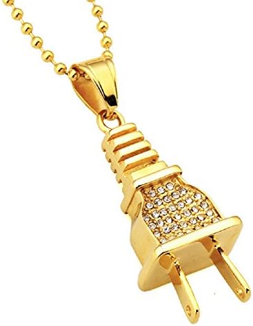 HIP HOP High Grade Gold Plated Titanium Steel Creative Plug Pendant Men's Charm Necklace