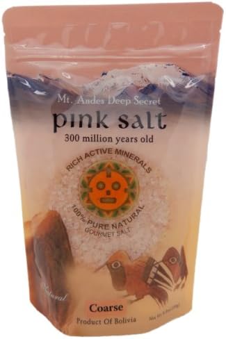 Pink Salt, Pure Coarse Salt, Bolivia Pink salt, Mineral Pink salt, Seasoning Pink Salt, Pink Salt for BBQ, Pink salt for Steak, 8.8 oz Mt. Andes Salt, Self Seal Bag