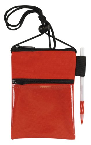 Bags for Less Travel Neck Wallet Passport Badge Holder, Red
