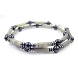 Mens Gemstone Necklaces in Sterling Silver, Beaded w/ Gorgeous Blue Tiger Eye, Gray Jasper, and Hematite