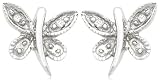 10k White Gold Dragonfly Diamond Earrings (.01 cttw, I-J Color, I2-I3 Clarity)