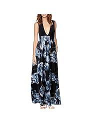 Sexy V-neck Floral Print Empire   Waistline Cocktail Sleeveless Polyester/Spandex Evening Dress/Party Dress/Maxi Dress 